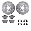 7312-31104 Drilled/Slotted Brake Rotor with 3000-Series Ceramic Brake Pads Kit & Hardware [Silver], 2011-2016 BMW, Position: Rea - image 1