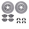 7312-31106 Drilled/Slotted Brake Rotor with 3000-Series Ceramic Brake Pads Kit & Hardware [Silver], Fits Select BMW, Position: R