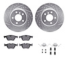 7312-31107 Drilled/Slotted Brake Rotor with 3000-Series Ceramic Brake Pads Kit & Hardware [Silver], 2011-2016 BMW, Position: Fro - image 1