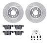 7312-31111 Drilled/Slotted Brake Rotor with 3000-Series Ceramic Brake Pads Kit & Hardware [Silver], 2011-2018 BMW, Position: Fro - image 1