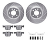 7312-31114 Drilled/Slotted Brake Rotor with 3000-Series Ceramic Brake Pads Kit & Hardware [Silver], 2012-2020 BMW, Position: Rea - image 1