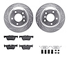 7312-31115 Drilled/Slotted Brake Rotor with 3000-Series Ceramic Brake Pads Kit & Hardware [Silver], 2013-2013 BMW, Position: Rea - image 1