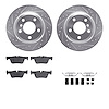 7312-31117 Drilled/Slotted Brake Rotor with 3000-Series Ceramic Brake Pads Kit & Hardware [Silver], 2013-2020 BMW, Position: Rea - image 1