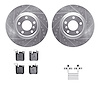 7312-31118 Drilled/Slotted Brake Rotor with 3000-Series Ceramic Brake Pads Kit & Hardware [Silver], 2012-2020 BMW, Position: Rea - image 1