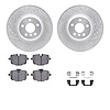 7312-31120 Drilled/Slotted Brake Rotor with 3000-Series Ceramic Brake Pads Kit & Hardware [Silver], Fits Select BMW, Position: R - image 1