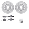 7312-31125 Drilled/Slotted Brake Rotor with 3000-Series Ceramic Brake Pads Kit & Hardware [Silver], Fits Select BMW, Position: F - image 1