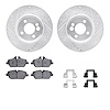 7312-32011 Drilled/Slotted Brake Rotor with 3000-Series Ceramic Brake Pads Kit & Hardware [Silver], 2007-2015 Mini, Position: Fr - image 1