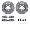 7312-32017 Drilled/Slotted Brake Rotor with 3000-Series Ceramic Brake Pads Kit & Hardware [Silver], Fits Select Mini, Position:  - image 1