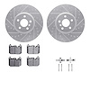 7312-32018 Drilled/Slotted Brake Rotor with 3000-Series Ceramic Brake Pads Kit & Hardware [Silver], 2015-2019 Mini, Position: Fr - image 1