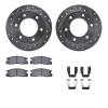 7312-37009 Drilled/Slotted Brake Rotor with 3000-Series Ceramic Brake Pads Kit & Hardware [Silver], 1988-1995 GM, Position: Rear - image 1