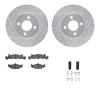 7312-39011 Drilled/Slotted Brake Rotor with 3000-Series Ceramic Brake Pads Kit & Hardware [Silver], 1984-1988 Mopar, Position: F - image 1