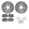 7312-39013 Drilled/Slotted Brake Rotor with 3000-Series Ceramic Brake Pads Kit & Hardware [Silver], 1988-1989 GM, Position: Rear - image 1