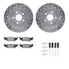 7312-39016 Drilled/Slotted Brake Rotor with 3000-Series Ceramic Brake Pads Kit & Hardware [Silver], 1989-1995 Mopar, Position: R - image 1
