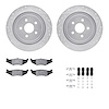 7312-39017 Drilled/Slotted Brake Rotor with 3000-Series Ceramic Brake Pads Kit & Hardware [Silver], 1989-1995 Mopar, Position: R - image 1