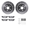 7312-39018 Drilled/Slotted Brake Rotor with 3000-Series Ceramic Brake Pads Kit & Hardware [Silver], 1995-2003 Mopar, Position: R - image 1