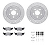 7312-39019 Drilled/Slotted Brake Rotor with 3000-Series Ceramic Brake Pads Kit & Hardware [Silver], 1995-2007 Mopar, Position: R - image 1