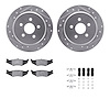 7312-39020 Drilled/Slotted Brake Rotor with 3000-Series Ceramic Brake Pads Kit & Hardware [Silver], 2003-2010 Mopar, Position: R - image 1