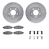 7312-39029 Drilled/Slotted Brake Rotor with 3000-Series Ceramic Brake Pads Kit & Hardware [Silver], 2004-2008 Mopar, Position: F - image 1