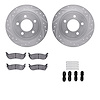 7312-39030 Drilled/Slotted Brake Rotor with 3000-Series Ceramic Brake Pads Kit & Hardware [Silver], 2004-2008 Mopar, Position: R - image 1