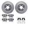 7312-39034 Drilled/Slotted Brake Rotor with 3000-Series Ceramic Brake Pads Kit & Hardware [Silver], Fits Select Mopar, Position: - image 1