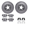 7312-39035 Drilled/Slotted Brake Rotor with 3000-Series Ceramic Brake Pads Kit & Hardware [Silver], 2006-2008 Mopar, Position: R - image 1