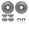 7312-39036 Drilled/Slotted Brake Rotor with 3000-Series Ceramic Brake Pads Kit & Hardware [Silver], Fits Select Mopar, Position: - image 1