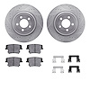 7312-39037 Drilled/Slotted Brake Rotor with 3000-Series Ceramic Brake Pads Kit & Hardware [Silver], 2006-2014 Mopar, Position: R - image 1