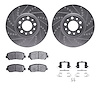 7312-39041 Drilled/Slotted Brake Rotor with 3000-Series Ceramic Brake Pads Kit & Hardware [Silver], 2016-2017 Mopar, Position: F - image 1