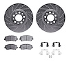 7312-39042 Drilled/Slotted Brake Rotor with 3000-Series Ceramic Brake Pads Kit & Hardware [Silver], 2013-2016 Mopar, Position: F - image 1