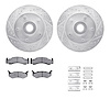 7312-40016 Drilled/Slotted Brake Rotor with 3000-Series Ceramic Brake Pads Kit & Hardware [Silver], 1985-1997 Mopar, Position: F - image 1