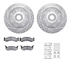 7312-40019 Drilled/Slotted Brake Rotor with 3000-Series Ceramic Brake Pads Kit & Hardware [Silver], 1994-1997 Mopar, Position: F - image 1
