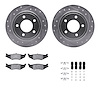 7312-40050 Drilled/Slotted Brake Rotor with 3000-Series Ceramic Brake Pads Kit & Hardware [Silver], 1993-2004 Mopar, Position: R - image 1
