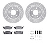 7312-40058 Drilled/Slotted Brake Rotor with 3000-Series Ceramic Brake Pads Kit & Hardware [Silver], 1993-1997 Mopar, Position: F - image 1