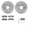 7312-40059 Drilled/Slotted Brake Rotor with 3000-Series Ceramic Brake Pads Kit & Hardware [Silver], 1996-2000 Mopar, Position: F - image 1
