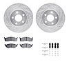7312-40064 Drilled/Slotted Brake Rotor with 3000-Series Ceramic Brake Pads Kit & Hardware [Silver], 2000-2005 Mopar, Position: F - image 1