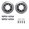 7312-40070 Drilled/Slotted Brake Rotor with 3000-Series Ceramic Brake Pads Kit & Hardware [Silver], 2003-2008 Mopar, Position: R - image 1