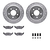 7312-40072 Drilled/Slotted Brake Rotor with 3000-Series Ceramic Brake Pads Kit & Hardware [Silver], 1997-2000 Mopar, Position: R - image 1