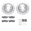 7312-40075 Drilled/Slotted Brake Rotor with 3000-Series Ceramic Brake Pads Kit & Hardware [Silver], 1999-2004 Mopar, Position: F - image 1