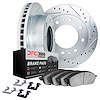 7312-40078 Drilled/Slotted Brake Rotor with 3000-Series Ceramic Brake Pads Kit & Hardware [Silver], 2000-2002 Mopar, Position: F - image 1