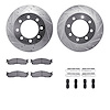 7312-40088 Drilled/Slotted Brake Rotor with 3000-Series Ceramic Brake Pads Kit & Hardware [Silver], 2003-2008 Mopar, Position: F - image 1