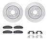 7312-40089 Drilled/Slotted Brake Rotor with 3000-Series Ceramic Brake Pads Kit & Hardware [Silver], 2008-2014 Mopar, Position: F - image 1