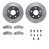 7312-40090 Drilled/Slotted Brake Rotor with 3000-Series Ceramic Brake Pads Kit & Hardware [Silver], 2006-2018 Mopar, Position: F - image 1