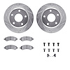 7312-40091 Drilled/Slotted Brake Rotor with 3000-Series Ceramic Brake Pads Kit & Hardware [Silver], 2005-2010 Multiple Makes/Mod