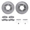 7312-42003 Drilled/Slotted Brake Rotor with 3000-Series Ceramic Brake Pads Kit & Hardware [Silver], 1976-1978 Mopar, Position: F - image 1