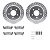 7312-42018 Drilled/Slotted Brake Rotor with 3000-Series Ceramic Brake Pads Kit & Hardware [Silver], 1993-1998 Mopar, Position: R - image 1