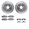 7312-42026 Drilled/Slotted Brake Rotor with 3000-Series Ceramic Brake Pads Kit & Hardware [Silver], 2005-2010 Mopar, Position: F - image 1