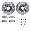 7312-42027 Drilled/Slotted Brake Rotor with 3000-Series Ceramic Brake Pads Kit & Hardware [Silver], 2008-2012 Mopar, Position: F - image 1