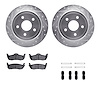 7312-42028 Drilled/Slotted Brake Rotor with 3000-Series Ceramic Brake Pads Kit & Hardware [Silver], 2005-2010 Mopar, Position: R - image 1