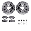 7312-42031 Drilled/Slotted Brake Rotor with 3000-Series Ceramic Brake Pads Kit & Hardware [Silver], 2011-2012 Mopar, Position: F - image 1