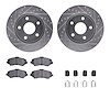 7312-42032 Drilled/Slotted Brake Rotor with 3000-Series Ceramic Brake Pads Kit & Hardware [Silver], 2007-2018 Mopar, Position: F - image 1